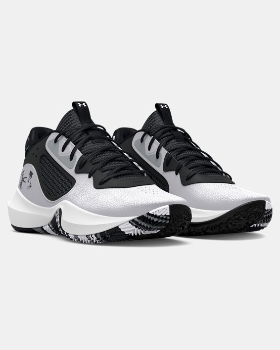 Grade School UA Lockdown 6 Basketball Shoes in White image number 3